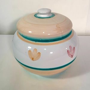 Caleca floral Hand Painted Cookie Jar with lid Italy
